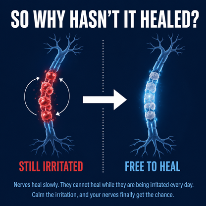Still irritated versus free to settle — tissue cannot settle while the cell beside it stays switched on